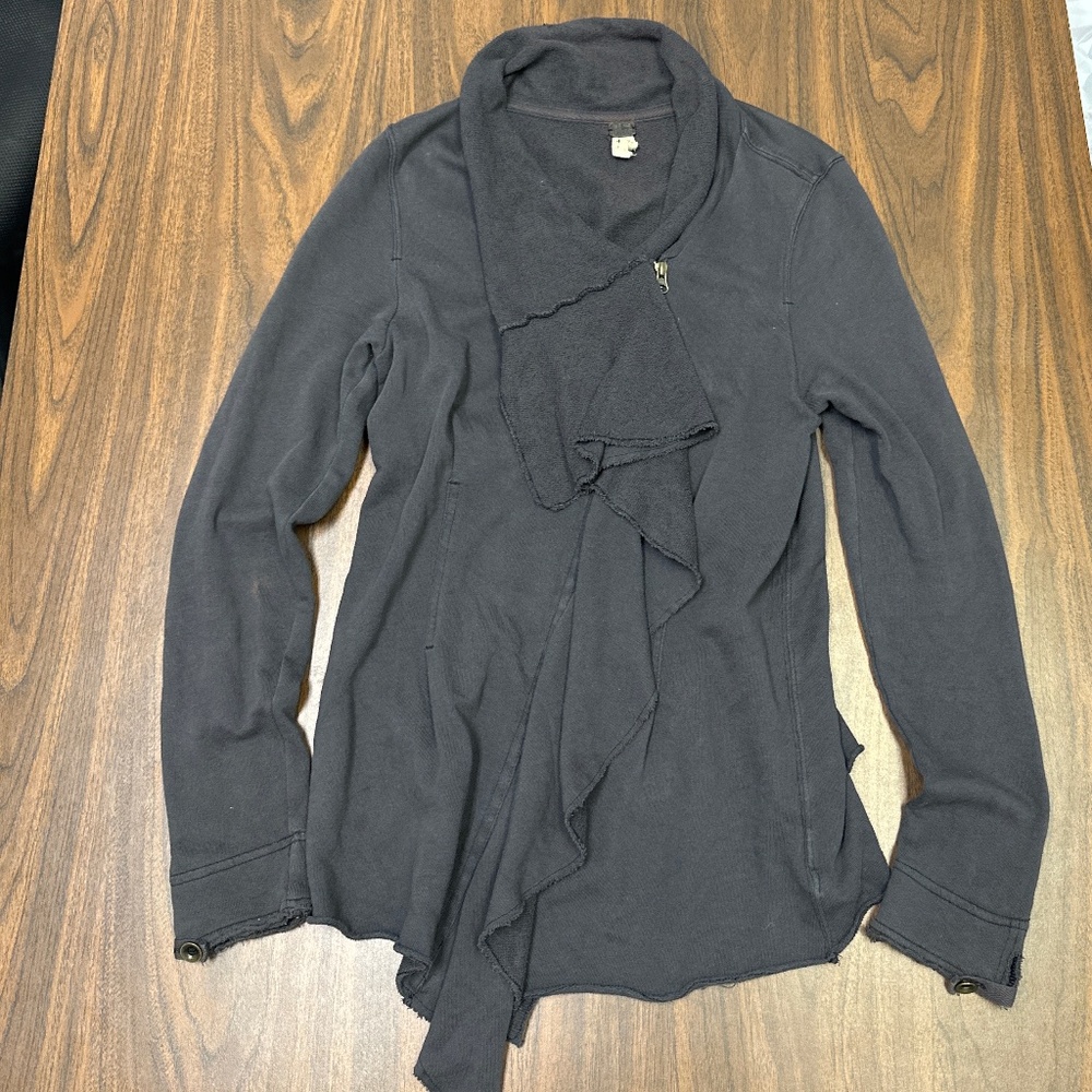 WE THE FREE Asymmetrical Zip Sweatshirt with Ruffles